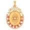 Pendentif Médaillon en Or Rose et Perle de Culture Rubis 18 Carats, 1960s 1