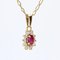 18 Karat French Modern Ruby Daisy Pendant Yellow Gold Chain Necklace, 2000s 6
