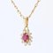 18 Karat French Modern Ruby Daisy Pendant Yellow Gold Chain Necklace, 2000s 5