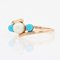 18 Karat French Turquoise Cultured Pearls Rose Gold Ring, 1960s 3