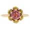 Bague Fleur 18 Carat en Or Jaune Grenat, 1890s 1