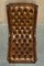 Silla Chesterfield antigua de cuero marrón, 1900, Imagen 10