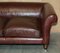 Vintage Art Deco Sofa aus handgefärbtem braunem Leder 4