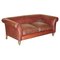 Vintage Art Deco Sofa aus handgefärbtem braunem Leder 1