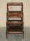 Vintage Hardwood and Green Leather Metamorphic Library Steps 14