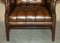 Antiker Chesterfield Stuhl aus Zigarrenbraunem Leder, 1900 4