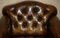 Antique Chesterfield Chair in Cigar Brown Leather, 1900, Image 5