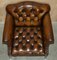 Antiker Chesterfield Stuhl aus Zigarrenbraunem Leder, 1900 10