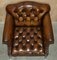 Sedia Chesterfield antica in pelle marrone sigaro, 1900, Immagine 10