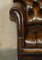 Antiker Chesterfield Stuhl aus Zigarrenbraunem Leder, 1900 6