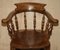 Antique Edwardian Elm Captains Armchair, 1900 3