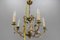 French Brass and Porcelain Flower Five-Light Chandelier, 1920s, Image 18