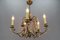 French Brass and Porcelain Flower Five-Light Chandelier, 1920s 13