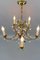 French Brass and Porcelain Flower Five-Light Chandelier, 1920s 5