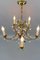French Brass and Porcelain Flower Five-Light Chandelier, 1920s, Image 5