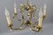 French Brass and Porcelain Flower Five-Light Chandelier, 1920s 8