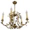 French Brass and Porcelain Flower Five-Light Chandelier, 1920s, Image 1