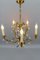 French Brass and Porcelain Flower Five-Light Chandelier, 1920s 6