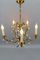 French Brass and Porcelain Flower Five-Light Chandelier, 1920s, Image 6