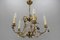 French Brass and Porcelain Flower Five-Light Chandelier, 1920s 20