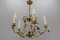 French Brass and Porcelain Flower Five-Light Chandelier, 1920s, Image 20