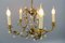 French Brass and Porcelain Flower Five-Light Chandelier, 1920s 7