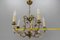 French Brass and Porcelain Flower Five-Light Chandelier, 1920s 19