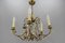 French Brass and Porcelain Flower Five-Light Chandelier, 1920s 12