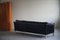Dänisches 3-Sitzer Sofa aus schwarzem Leder, 1970er 4