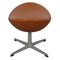 Repose-Pieds Egg en Cuir Aniline Cognac Patiné par Arne Jacobsen pour Fritz Hansen 2