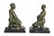 Art Deco Bronze Nymph and Faun Bookends by H Wandaele, 1930s, Set of 2 1
