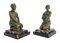 Art Deco Bronze Nymph and Faun Bookends by H Wandaele, 1930s, Set of 2 2