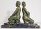 Art Deco Bronze Nymph and Faun Bookends by H Wandaele, 1930s, Set of 2 8