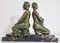 Art Deco Buchstützen aus Bronze in Nymphen- und Faun-Optik von H Wandaele, 1930er, 2er Set 8