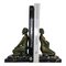 Art Deco Bronze Nymph and Faun Bookends by H Wandaele, 1930s, Set of 2 3