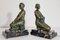 Art Deco Bronze Nymph and Faun Bookends by H Wandaele, 1930s, Set of 2 7