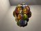 Lámpara colgante de hierro forjado multicolor de cristal de Murano, años 50, Imagen 3