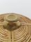 Caja italiana redonda de bambú, ratán y latón, años 70, Imagen 2
