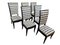 Art Deco High Back Black Lacquered Dining Chairs, France, 1930s, Set of 6 2