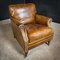 Vintage English Leather Armchair with Brass Wheels 2