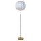 Mid-Century Brass Black Leather Floor Lamp from Falkenbergs Lighting, Sweden, 1960s, Image 1