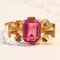 Vintage 18 Karat Goldring mit Rosa Glaspaste, 1960er 1