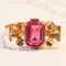 Vintage 18k Gold Ring with Pink Glass Paste, 1960s, Image 1
