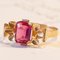 Vintage 18k Gold Ring with Pink Glass Paste, 1960s, Image 2