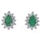 18 Karat White Gold, Emeralds and Diamonds Stud Earrings, Set of 2 1