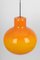 Large Opal Orange Ball Pendant Light attributed to Doria, Germany, 1970s 5