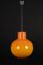 Large Opal Orange Ball Pendant Light attributed to Doria, Germany, 1970s 10