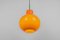 Large Opal Orange Ball Pendant Light attributed to Doria, Germany, 1970s 7