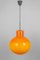 Large Opal Orange Ball Pendant Light attributed to Doria, Germany, 1970s 6