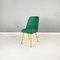 Mid-Century Italian Modern Forest Green Fabric and Wood Chairs, 1960s, Set of 4 2